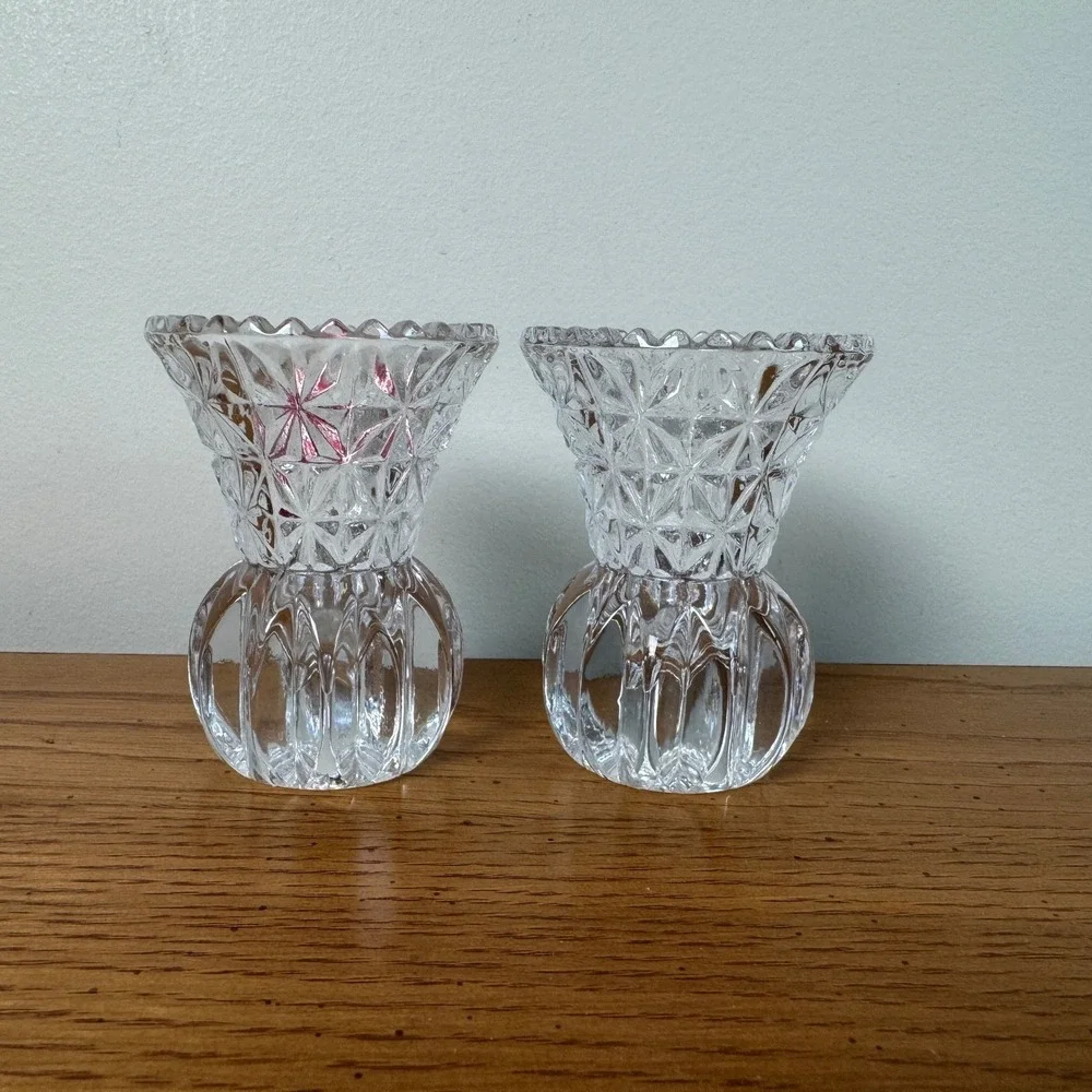 Princess House Made by Fostoria 24% Lead Crystal Bud Vases‎ Set of 2